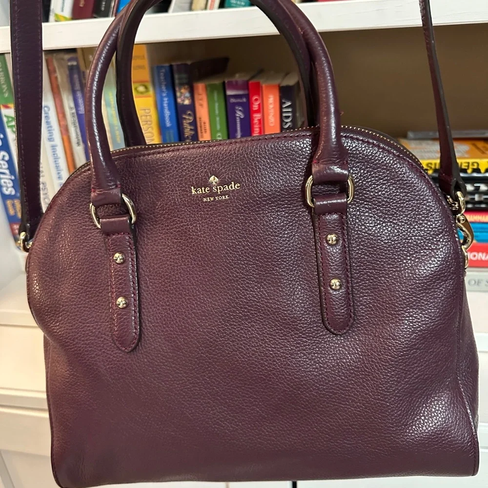 kate spade Plum Leather Dome Satchel with Gold Hardware